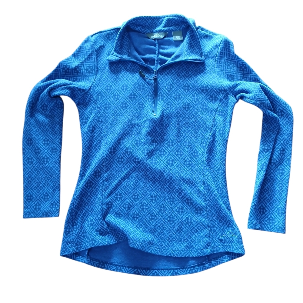 Eddie Bauer Women's Size Medium Navy Textured Quarter-Zip Sweater